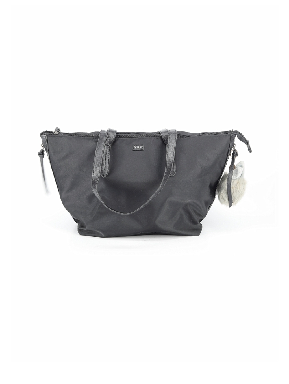 Botkier Black Tote Bag with Faux Fur Charm - Unknown Brand